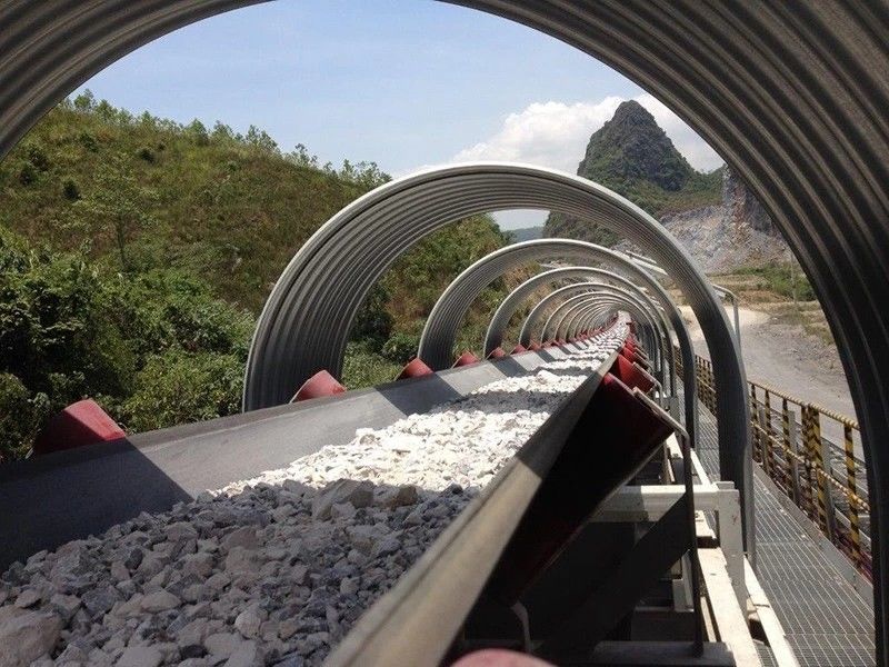 Transportador de correa de goma plano a prueba de calor para la t/h de la explotación del cabón 130 - 320