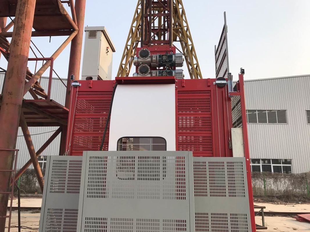 elevador gemelo Sc200 200 del alzamiento de la construcción de la jaula 3×1.5×2.2 de los 50m